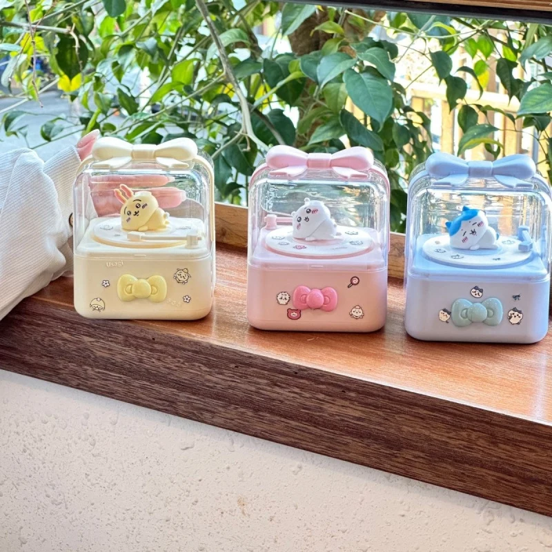 

Chiikawa Bluetooth Speaker With Transparent Cover And Bow Cute Usagi Hachiware Shisa Record Style Wireless Speaker