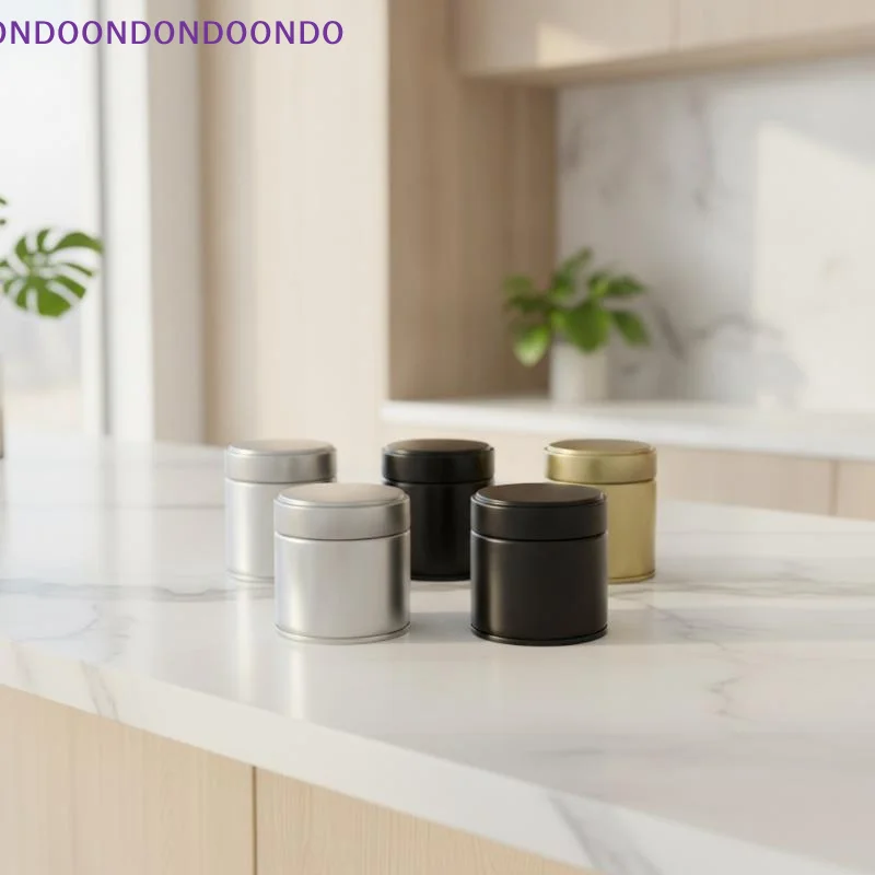 1Pc Portable Mini Matcha Powder Can Thick Tinplate Sealed Jar Tea Spice Storage Kitchen Household Gadgets