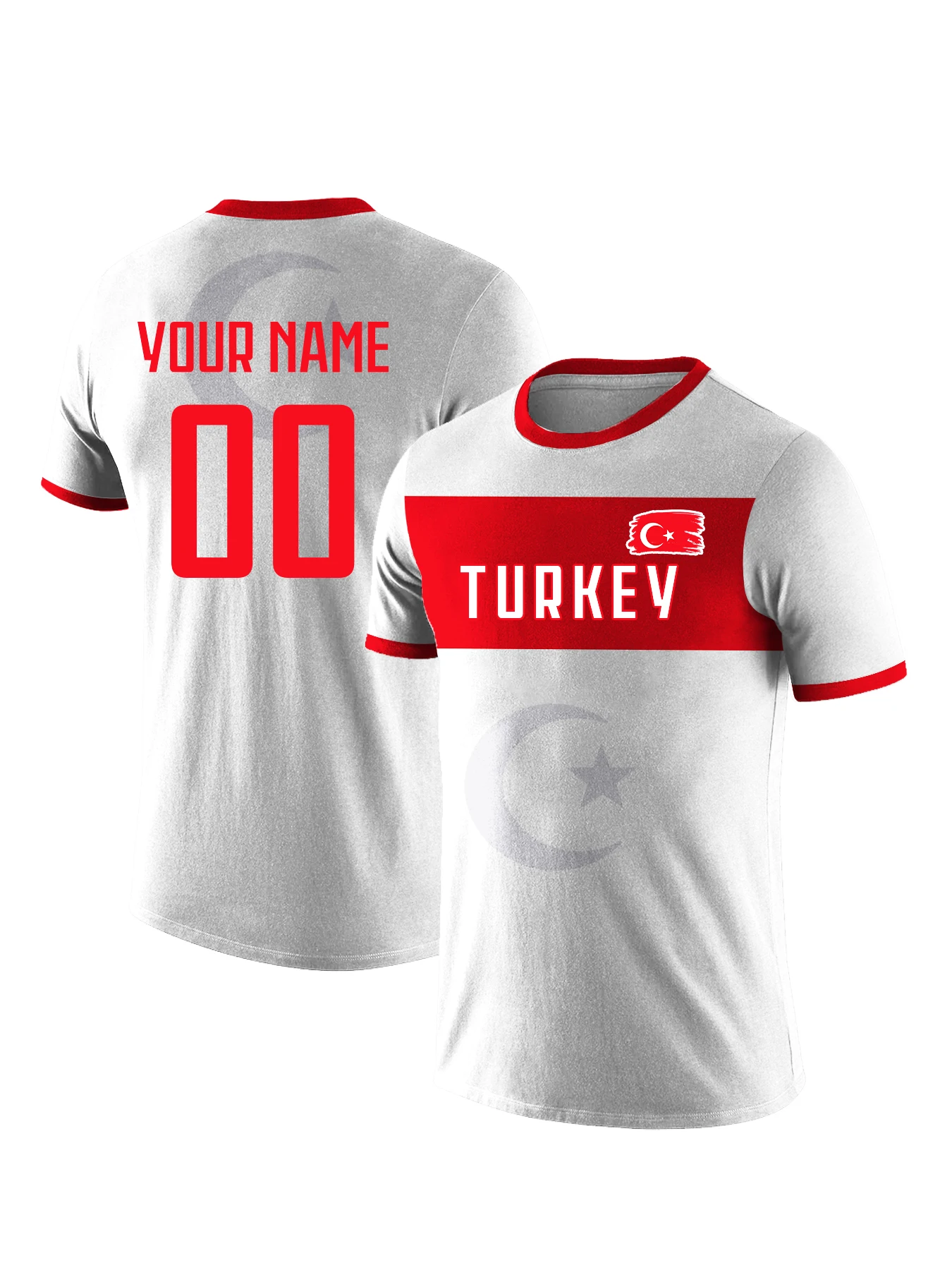 カスタムトルコ代表サッカーTシャツ、名前と背番号入り、快適なメンズ
