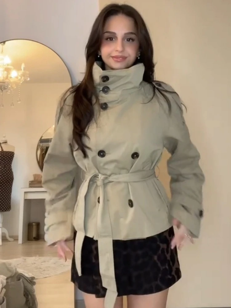 Women's Spring Summer Top Trench Coat Tie-up Lapel Elegant New Comfortable Loose Casual Design Fashion Advanced Niche Versatile