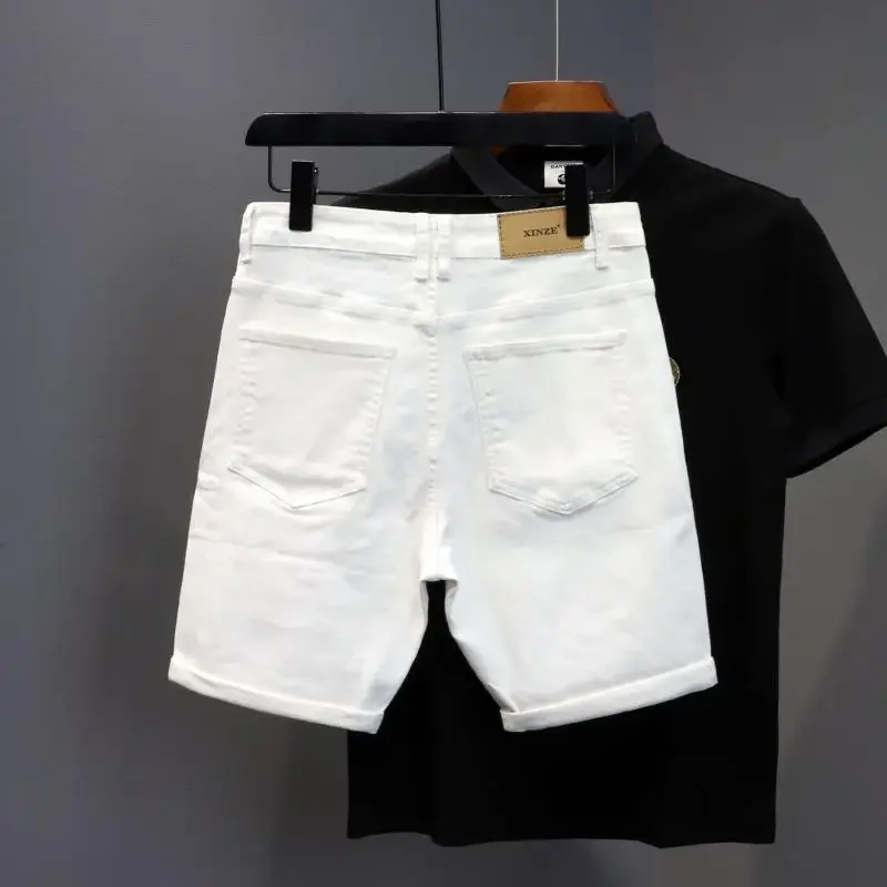 

Man Denim Shorts Skinny with Pockets Slim Short Jeans Pants for Men Xxxl Cowboy Buttons Jorts Harajuku Original Designer Vintage