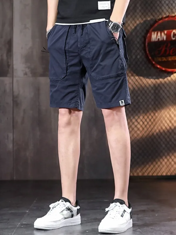 

Мужские повседневные рабочие шорты, летние, тонкие, свободные, прямого кроя, с молниями на карманах, спортивные брюки-бермуды, модные, в городском стиле, из хлопка.