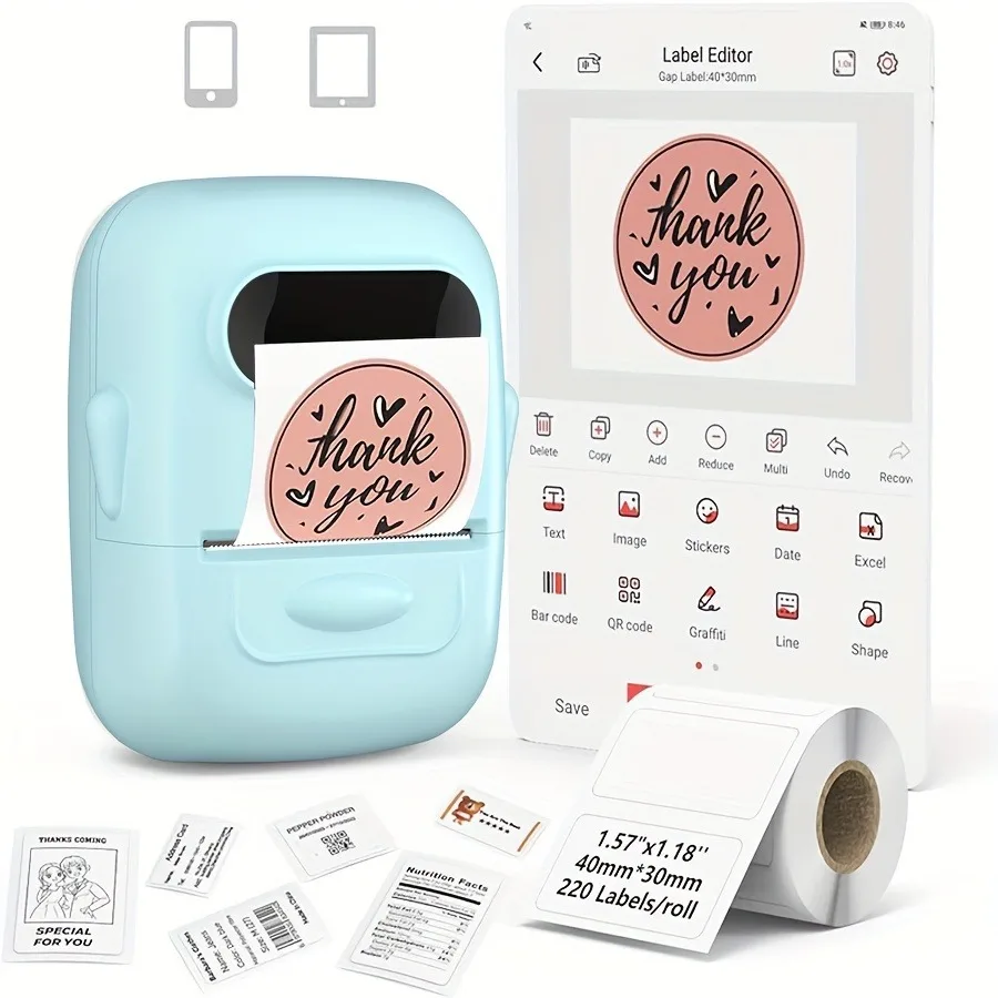 Marklife Thermal Label Printer P50 Wireless Adhesive Labeling Machine Android & ios Compatible for Home/Diy Gift/Kitchen/Office