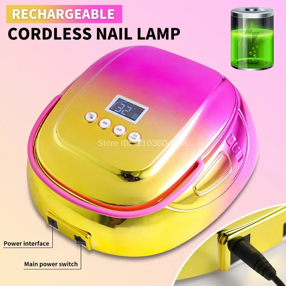 Schnurlose wiederaufladbare UV-LED-Nagellampe mit LED-Anzeige, kabellose 45-LED-Nageltrocknungslampe zum Aushärten aller Nagellack-Gel-Salonwerkzeuge