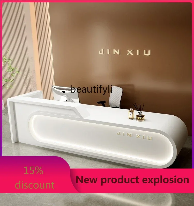 

zzGBeauty Salon Bar Training Institution Cashier Counter Company Paint Reception Desk Simple Modern