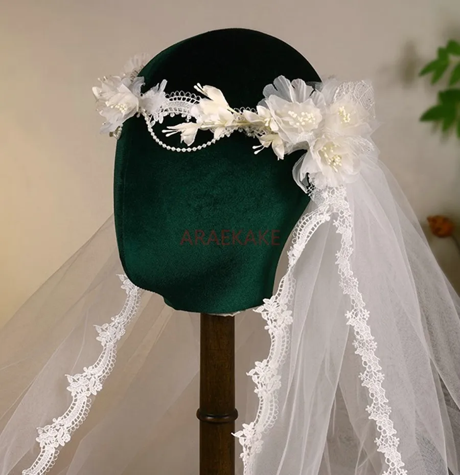 

New Republic of China style bride lace border silk flower headband flower headdress photography accessories