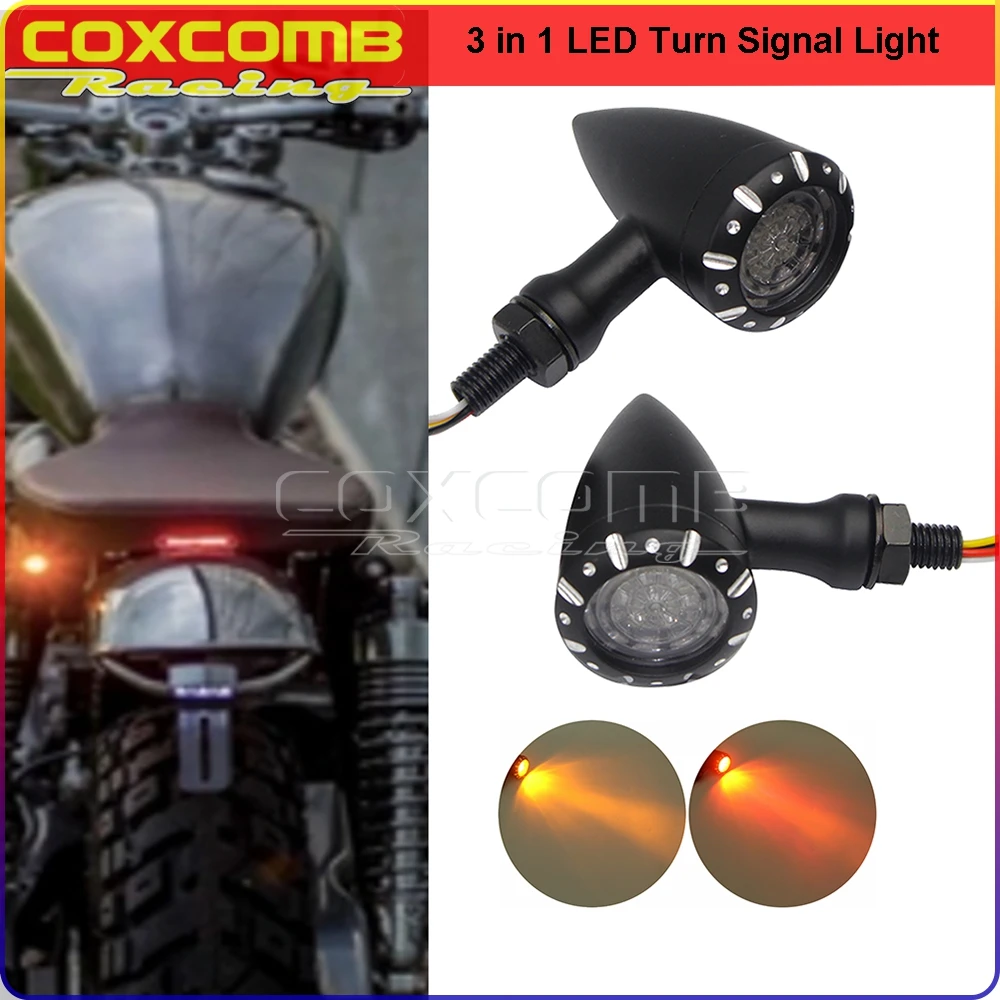 

Universal Motorcycle Bullet LED Turn Signal Light For Chopper Bobber Cruiser Custom Cafe Racer Amber Red Indicator Blinker Lamp