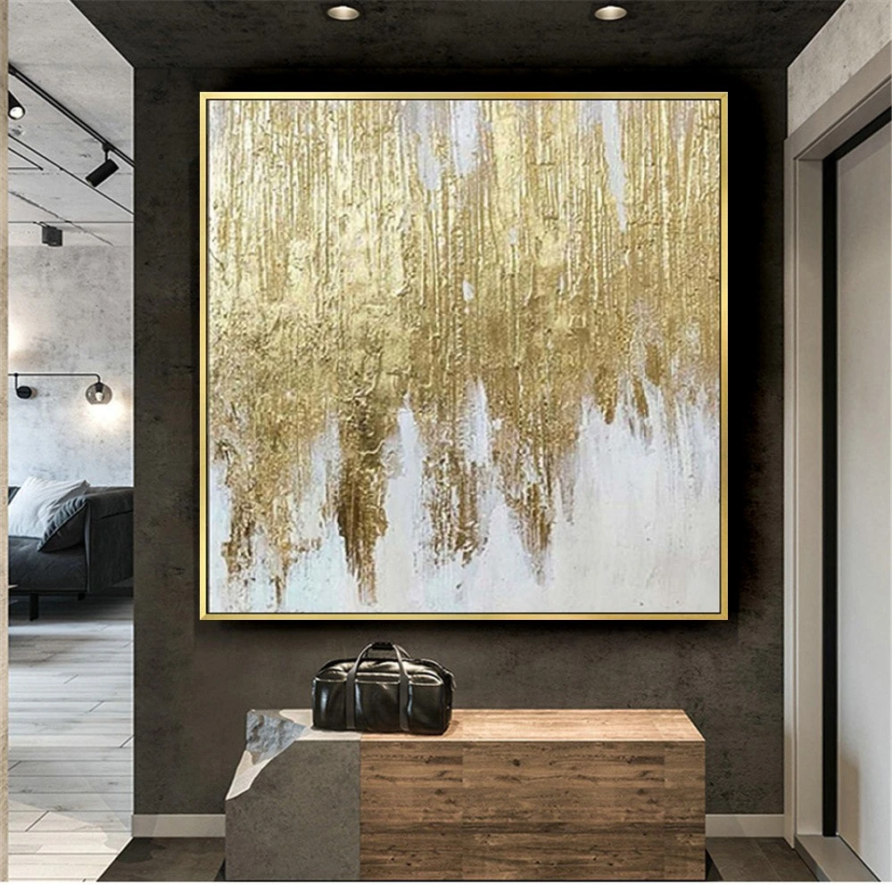 

Hand Made Modern Golden Pictures 100% Hand Painted Oil Painting Gold Canvas Wall Art Home Decoration Paintings High Quality