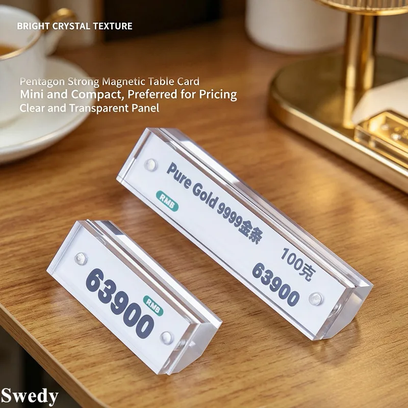 5 Pieces Thickened Acrylic Price Holder Magnetic Price Tags Clear Jewelry Price Display Card Label Holder