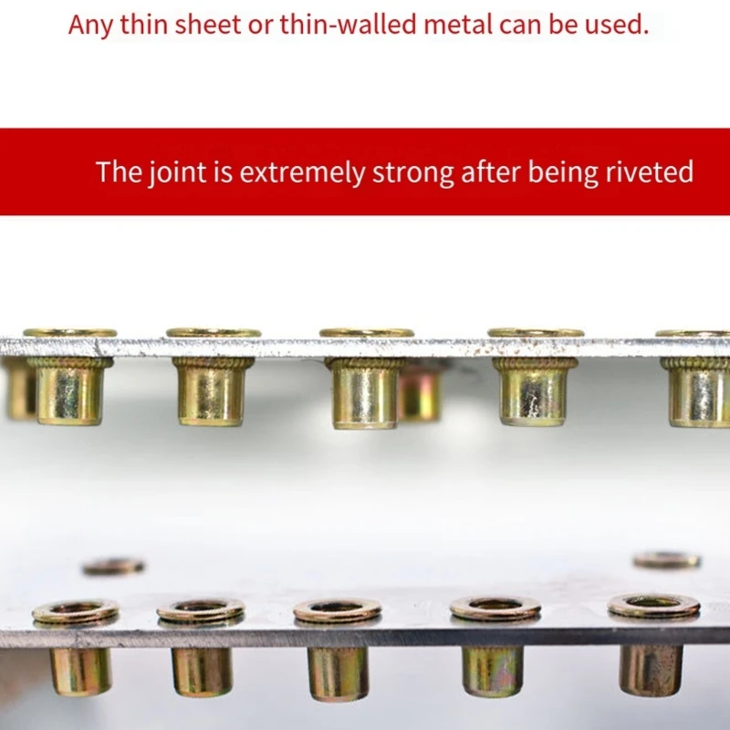 Carbon Steel Riveter Tool Hand Rivet Nut Head Set Rivet Nut For Sheet Metal Assembly DIY Projects M4YD