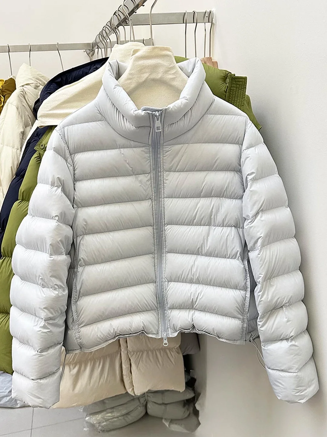 

Fashionable Minimalist Style Cotton Jacket Women's Spring Autumn Winter Pure Color Casual Versatile Stand Collar Ribbed Clothes
