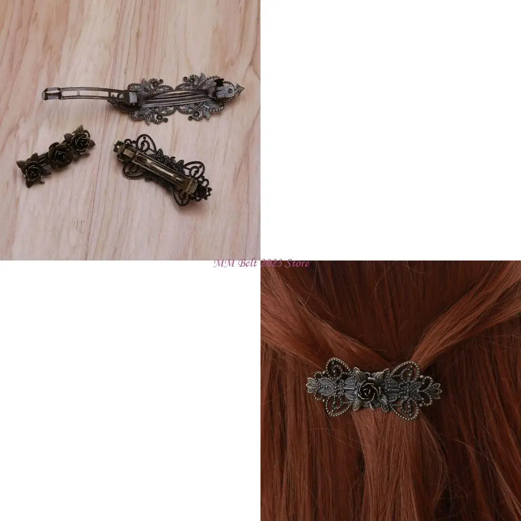 

49ME 3 шт. античные бронзовые заколки для волос с цветком розы в стиле ретро винтажная металлическая французская заколка