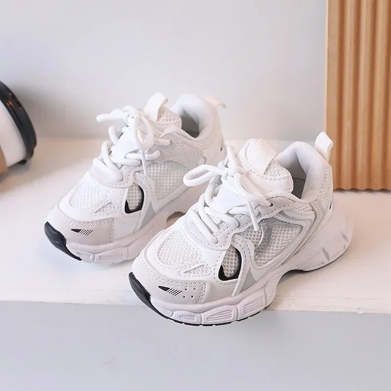 Kids Casual Running Shoes with Thick Soles Boys Girls Fashion Versatile Sports Shoes 2024 New Children Mesh Breathable Sneakers