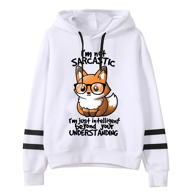 Women’s Graphic Just Intelligent Beyond Your Understanding Long Sleeves Casual Versatile Pullover Cute Fox Hoodies Autumn Tops