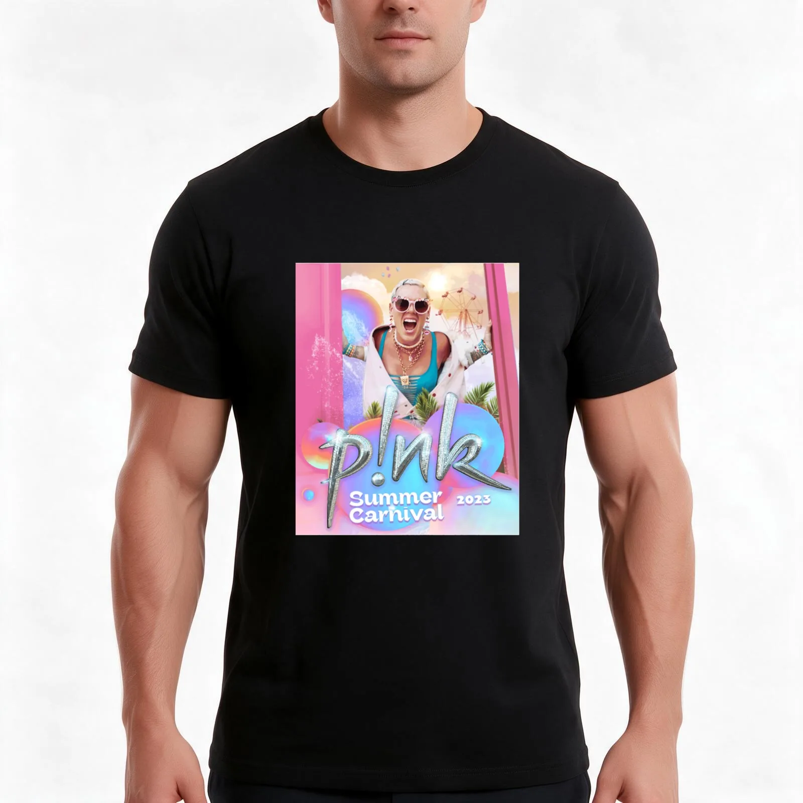 2023-pink-summer-tour-carnivale-- T-Shirt Summer Casual Cotton Tee, Unisex Men Women
