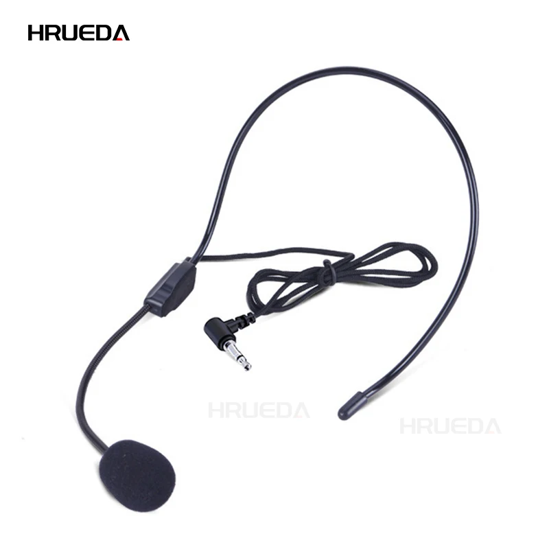 ไมโครโฟนสวมศีรษะขนาดเล็กแบบมีสายขนาด3.5มม. สำหรับเครื่องขยายเสียงหูฟังไมโครโฟนแบบพกพาหูฟังสำหรับบรรยายบรรยาย