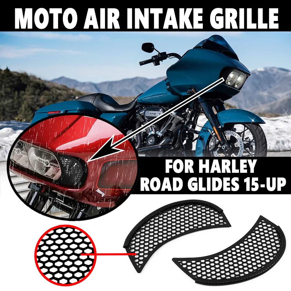 NEW For Harley Road Glide FLTRX Special FLTRXS Glide Ultra FLTRU FLTRUSE 15-up Motorcycle Fairing Mesh Grill Side Vent Screen