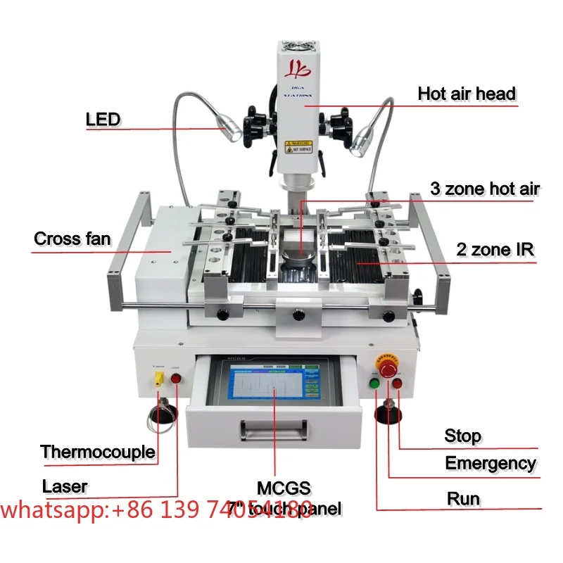BGA rework table three temperature zone R690 V.3 touch screen hot air belt la-s-er point positioning 4000W