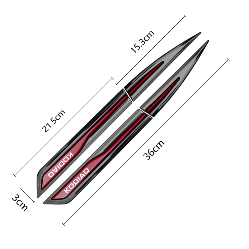 스코다 코디아크 엠블럼용 자동차 문짝 웨이스트 라인 금속 스티커, 사이드 윙 펜더 데칼, 바디 외부 액세서리