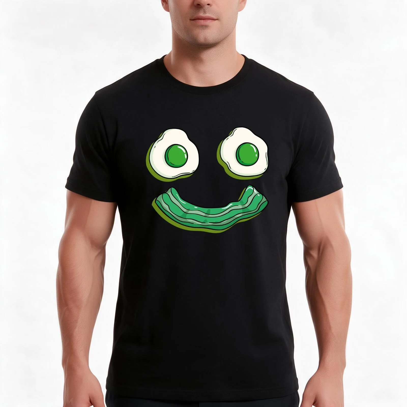 Green Eggs an Bacon Saint Patricks Day Easter T-Shirt, Summer Casual Cotton Tee, Oversized Streetwear Tops, Unisex Men Women