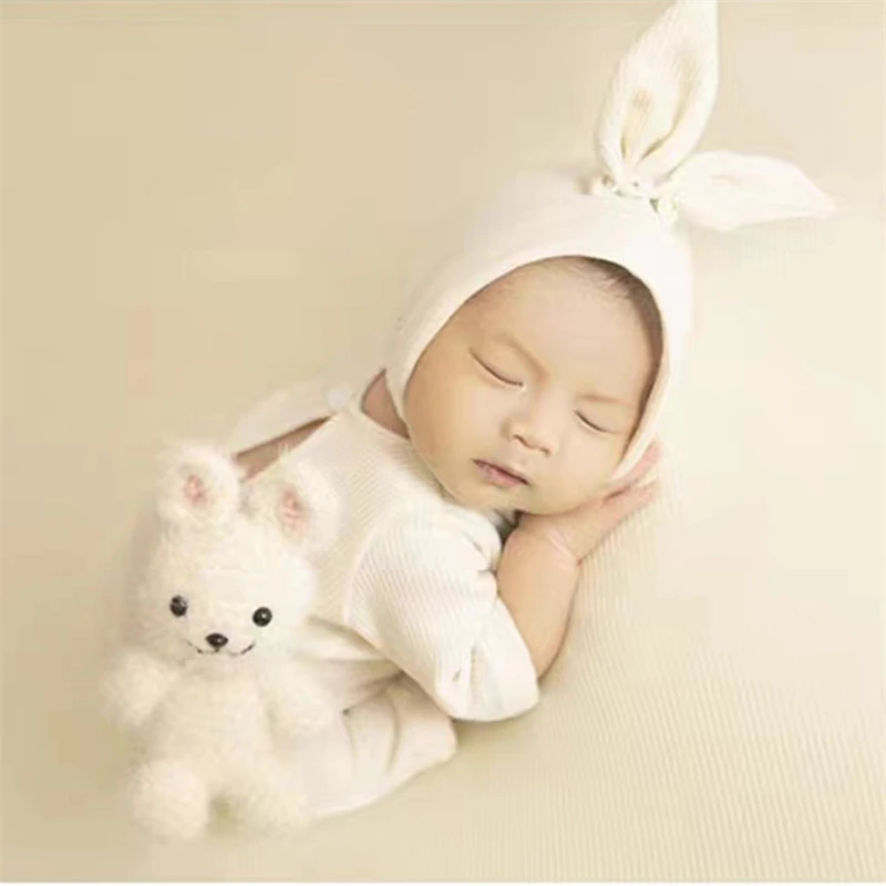 Newborn Baby Photography Costumes Rabbit Clothing Sets Bunny Hat Romper Doll 3pcs Set Infant Boy Girl Photo Shoot Clothes Outfit