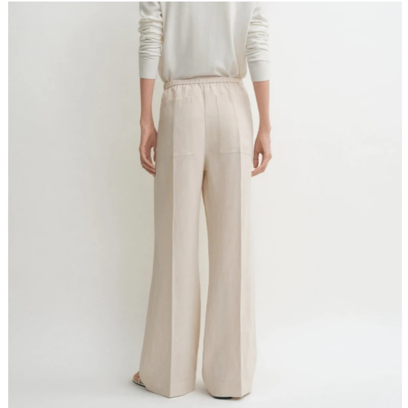 2025 Spring/Summer New Nordic Minimalist High Waist Drawstring Wide Leg Pants