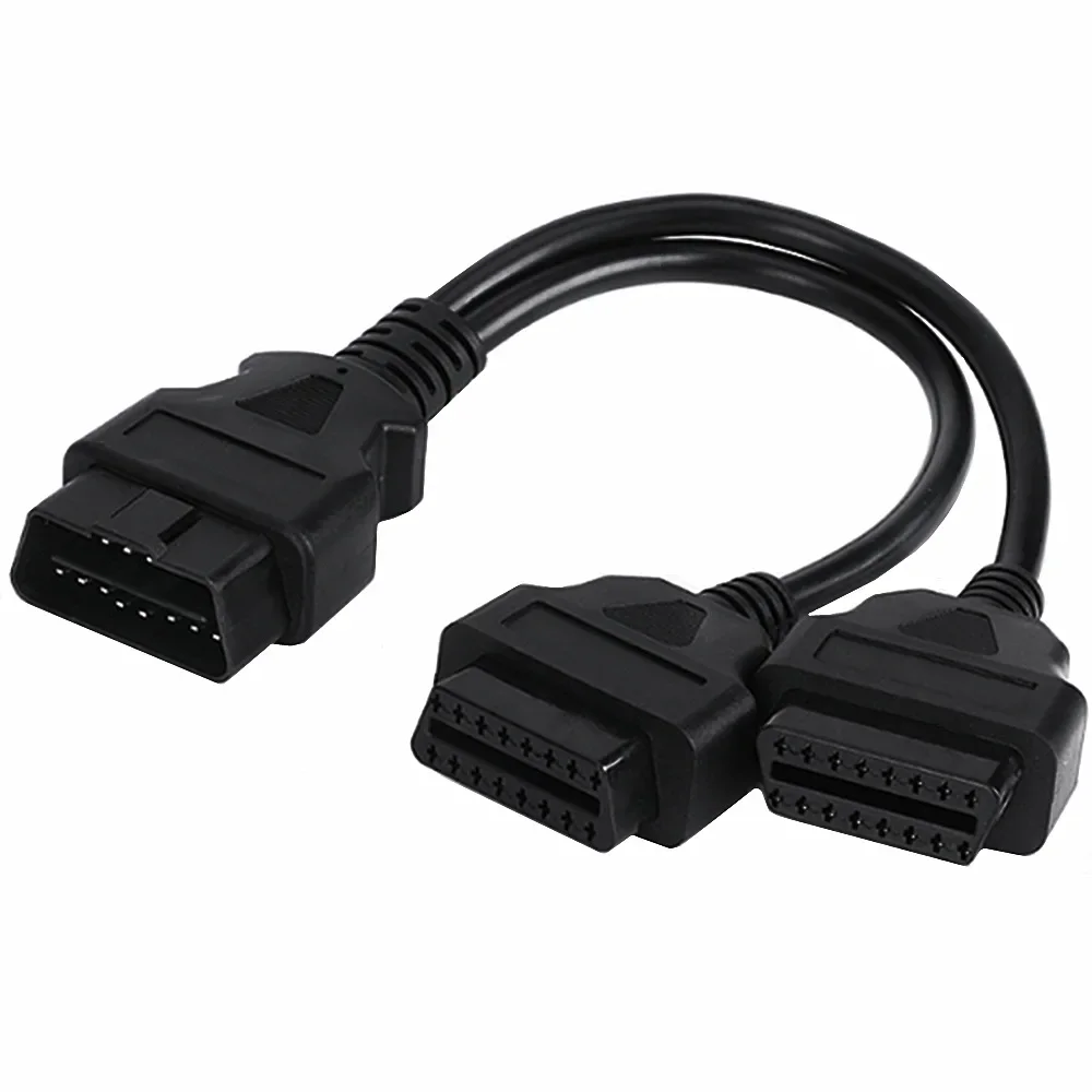 30cm 1-2 OBD2 Extension Cable 16pin Splitter Male to Dual Female Y OBD OBDII Cable 30CM 1 Male to 2 Female Interface