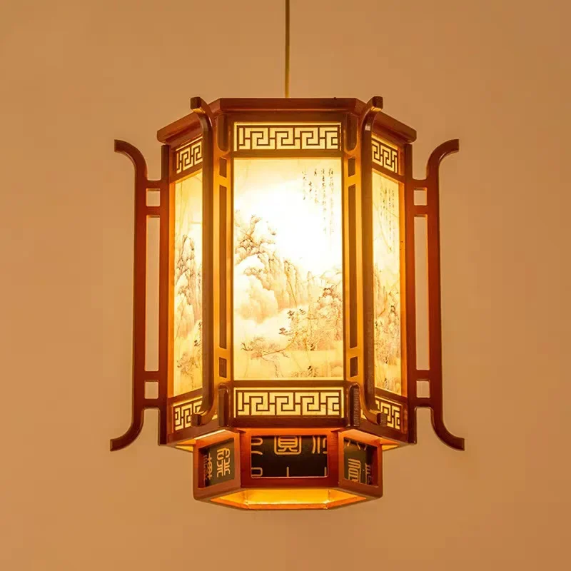 Chinese antique lantern chandelier solid wood classical palace lamp eaves corridor balcony tea house restaurant outdoor decorati