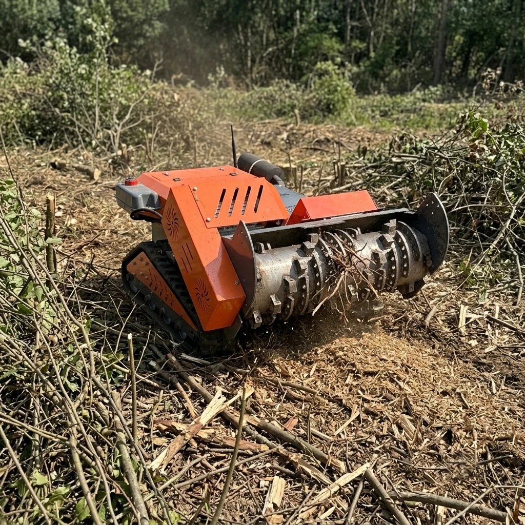 Auto Generator Hybrid RC Remote Control Lawn Mower Extended Range Continuous Operation Rubber Tracked Grass Mower for Farm Waste