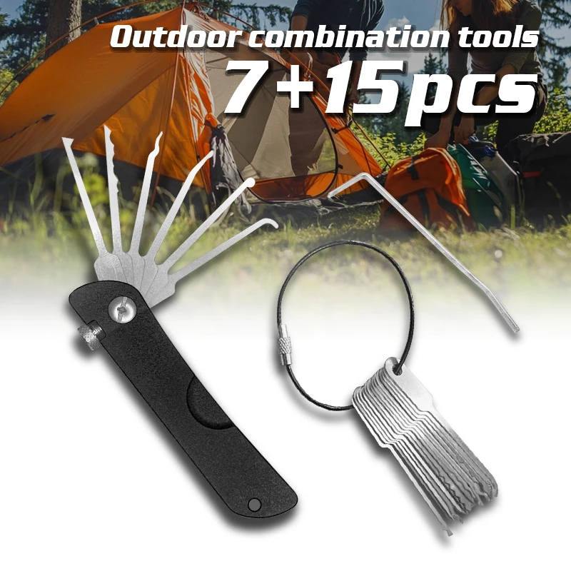 مجموعة سكين أدوات معدنية بقفل متعدد الأدوات، أداة معدنية مدمجة في الهواء الطلق، مع سلسلة مفاتيح، للاستخدام الأساسي غير الكهربائي