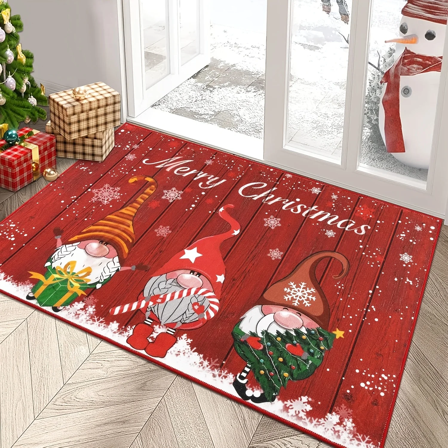 Christmas Gnome Welcome Floor Mat Doormat Living Room Bedroom Kitchen Home Decor Entryway Balcony Door Dining Carpet