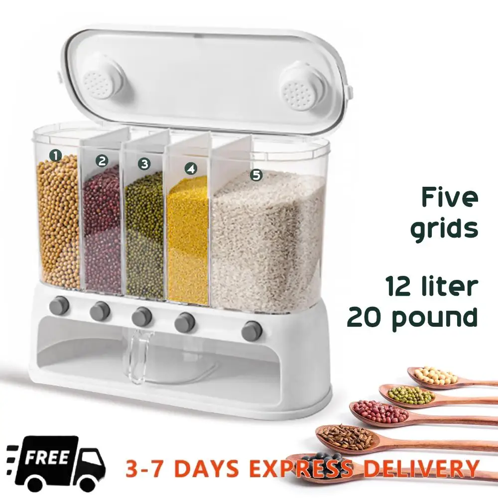 

Grain Dispenser Rice Container Grain Dispenser Dry Food Storage Organizer Pantry Organizer, Kitchen gadgets, Bulk Food Storage