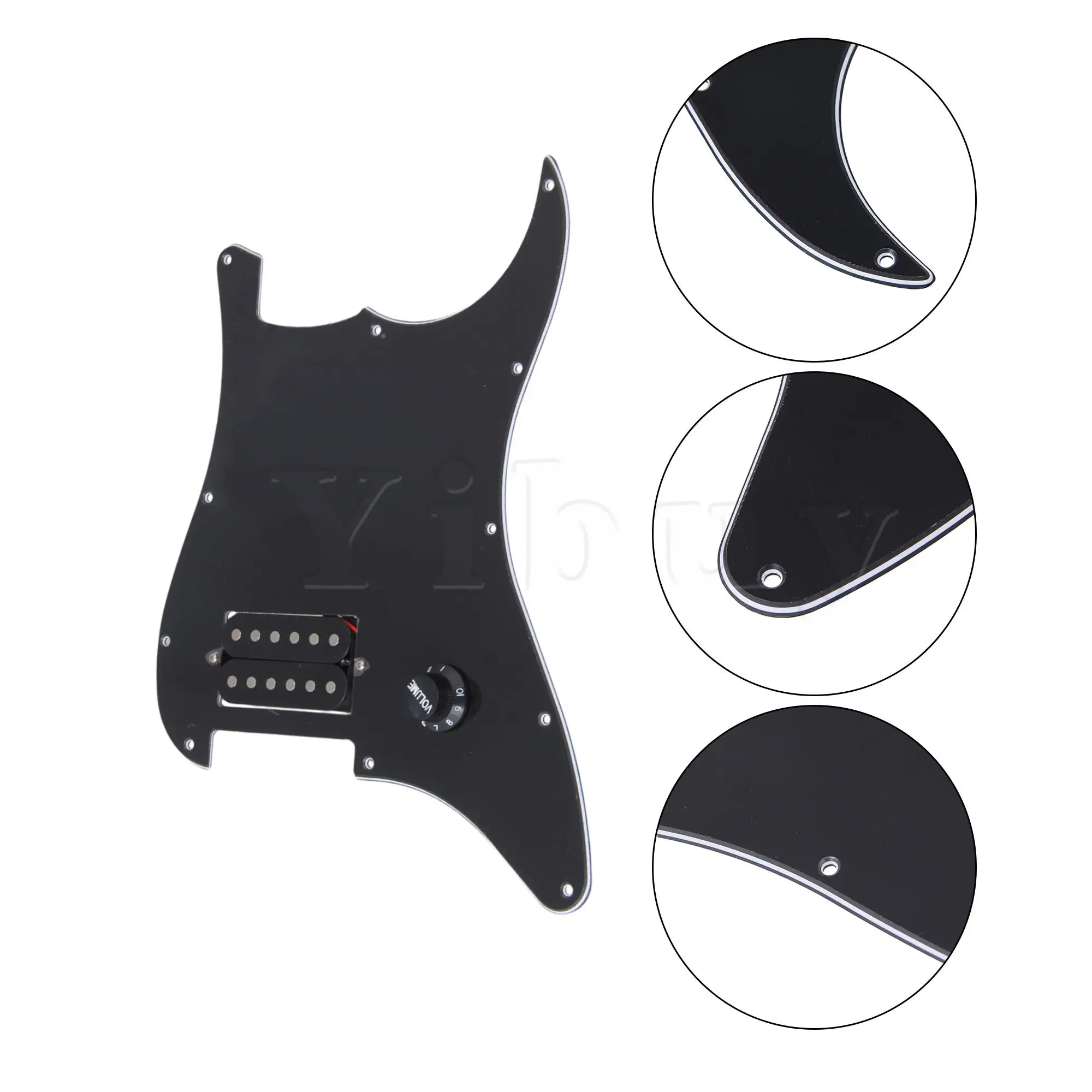 Yibuy Prewired Electric Guitars Pickguard Dual Pickup 3-ply Black with Screw