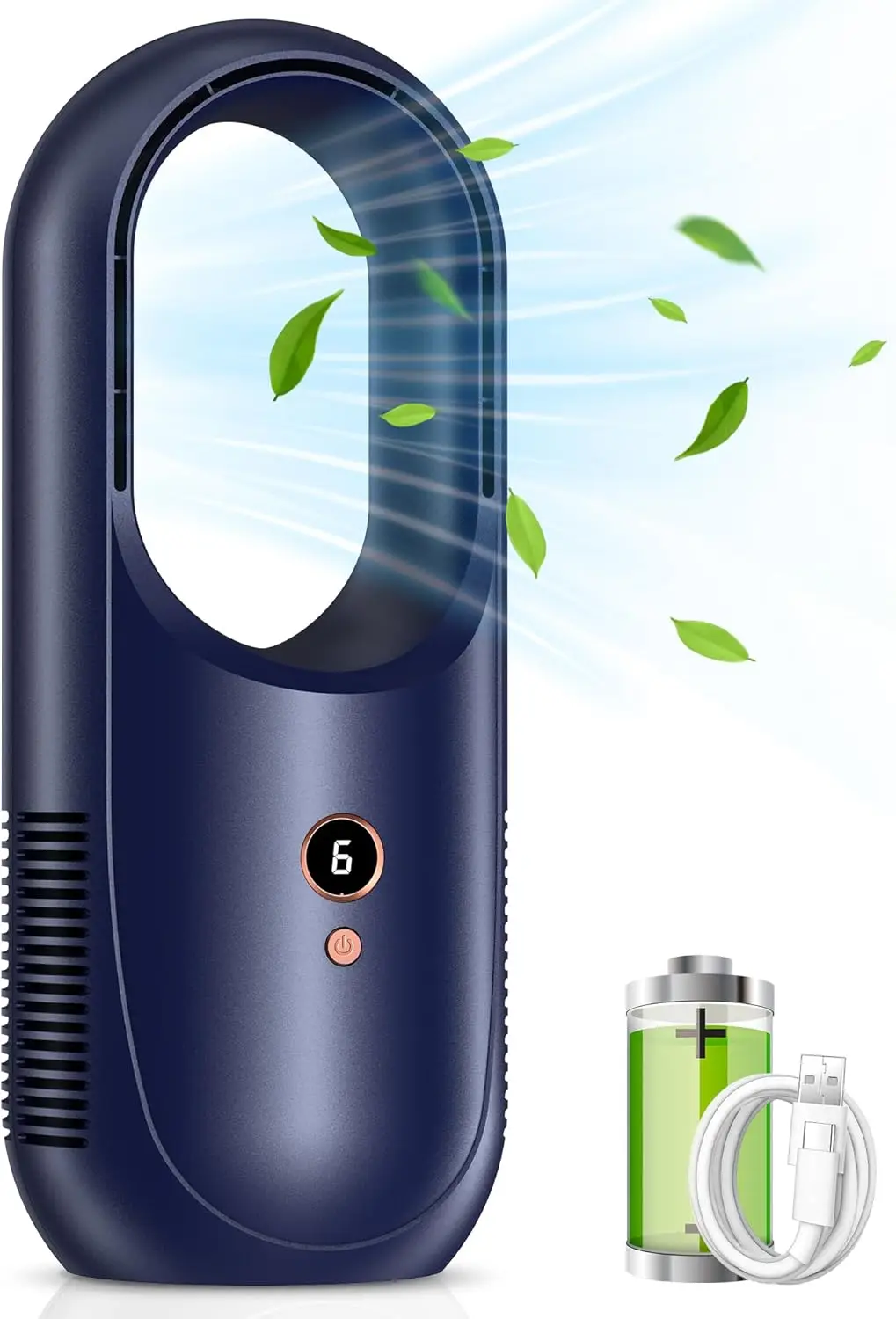 أوضاع مروحة مكتب خالية من الشفرة، مروحة صغيرة قابلة لإعادة الشحن، بطارية مكتب لطيف، سهلة التنظيف، مروحة مكتب صغيرة تعمل باللمس