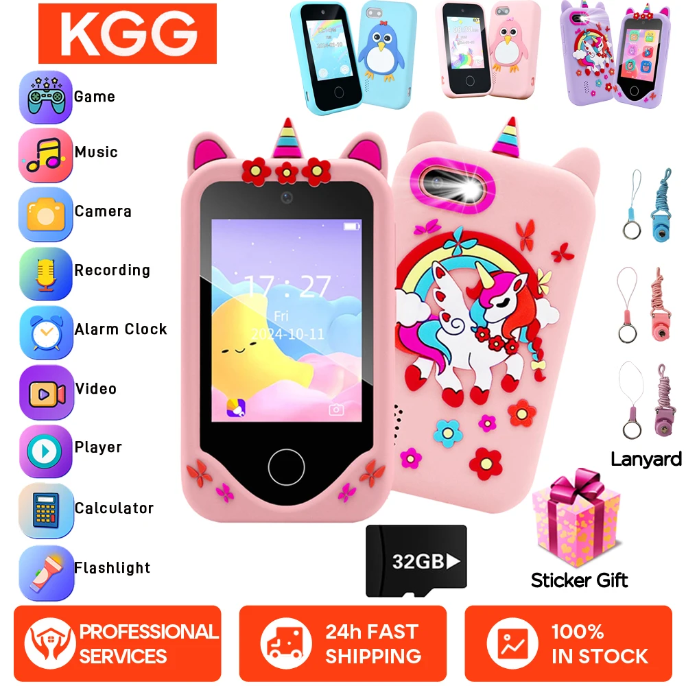 

Kids Smart Phone Educational Toys Dual Camera Music Player Baby Phone With 32G Memory Game Learning For Boy Girls Brithday Gifts