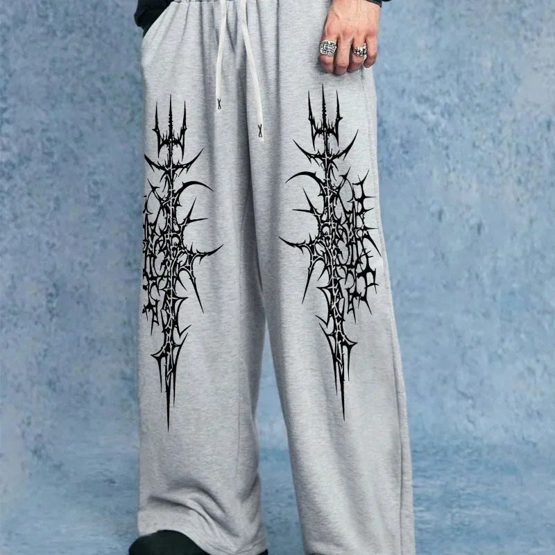 

Готические темные стильные мужские повседневные спортивные брюки на открытом воздухе, спортивные повседневные брюки Y2K, мужские брюки, мужские брюки