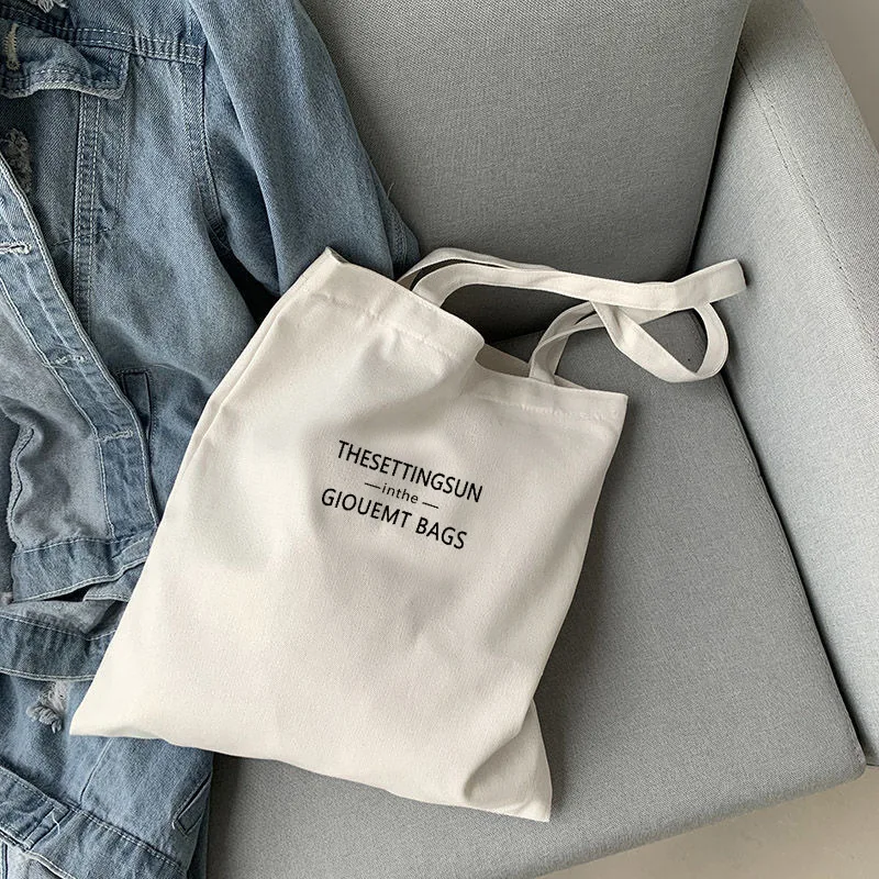 Canvas-Tasche, einfache, buchstabenförmige Umhängetasche, große Kapazität, lässige Baumwolltasche, Einkaufstasche, Computertasche, Büchertasche für Studenten – Detail 7