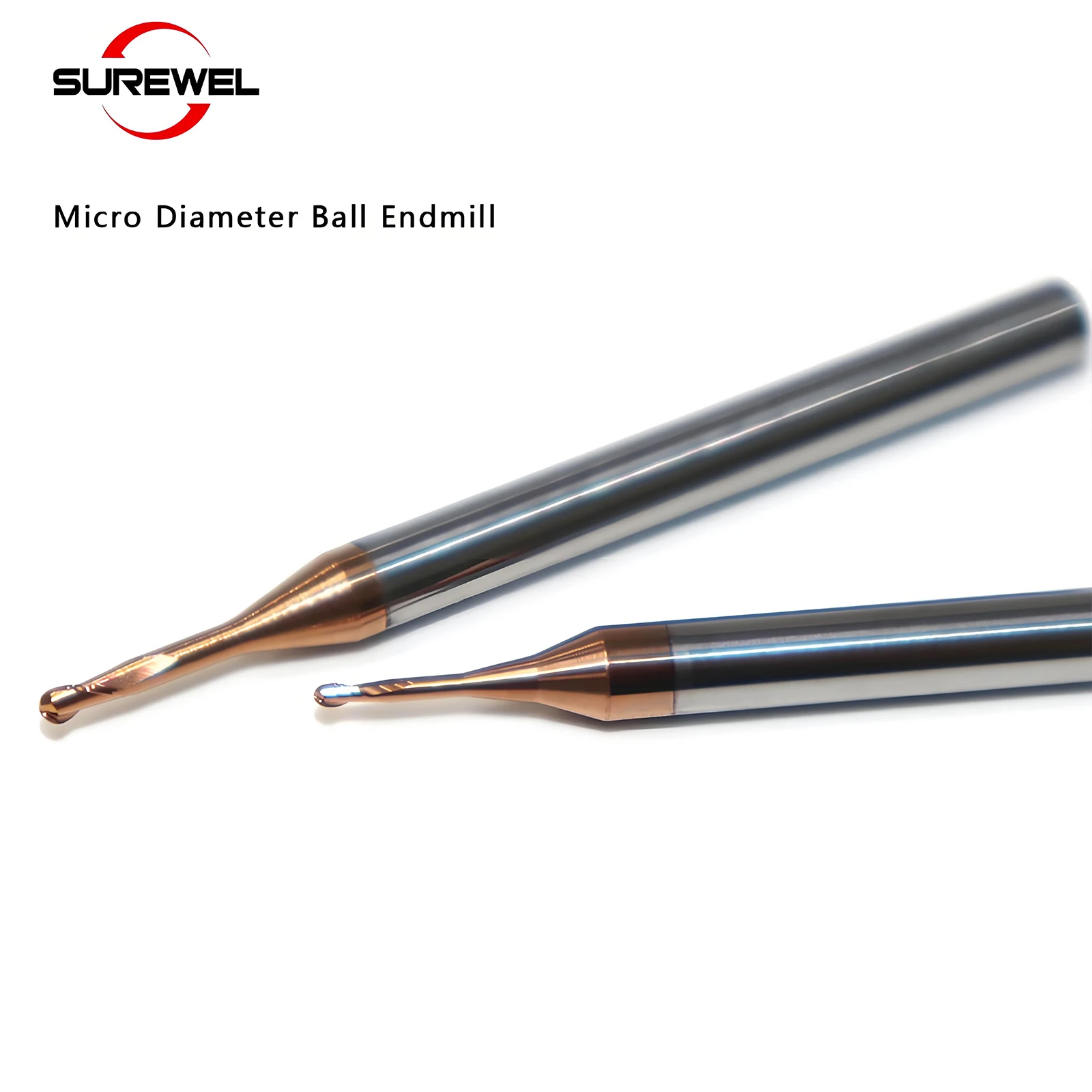 مطحنة نهاية الكرة الدقيقة من كربيد SUREWEL ، لطحن المعادن ، الفولاذ المقاوم للصدأ ، سبائك التيتانيوم ، HRC60 الكرة الأنف قطع طاحونة التصنيع باستخدام الحاسب الآلي