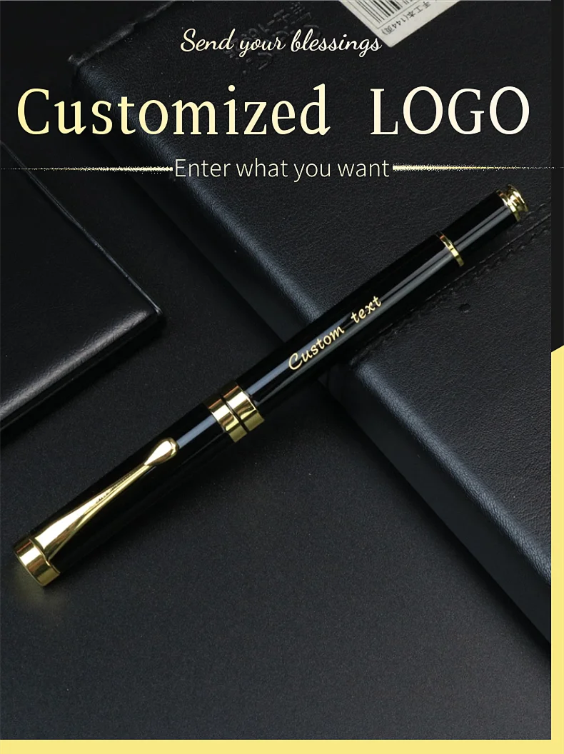 Fountain Pen and Roller pen Office school commemorate gift full metal pen Student writing Roller Pe Golden text custom engraved