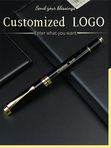 Fountain Pen and Roller pen Office school commemorate gift full metal pen Student writing Roller Pe Golden text custom engraved