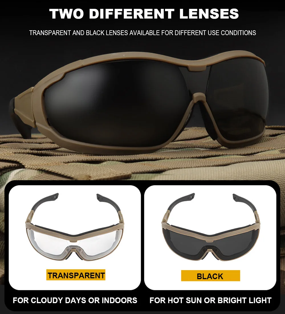 Gafas tácticas polarizadas UV con protección para airsoft y moto - imagen 3