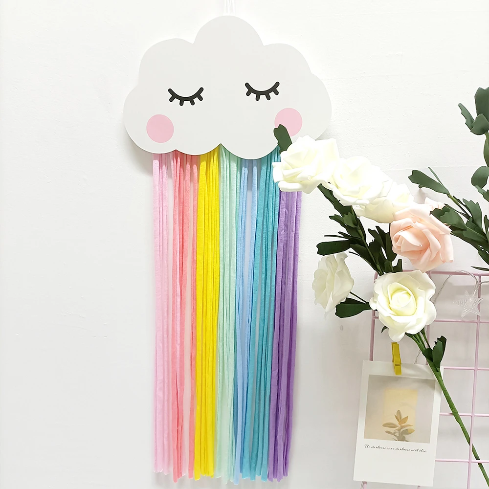 

Pendant INS Smiling Face Cloud Rainbow Small Ornaments Home Decoration Children's Room Bedroom Hairpin Storage Wall Hanger