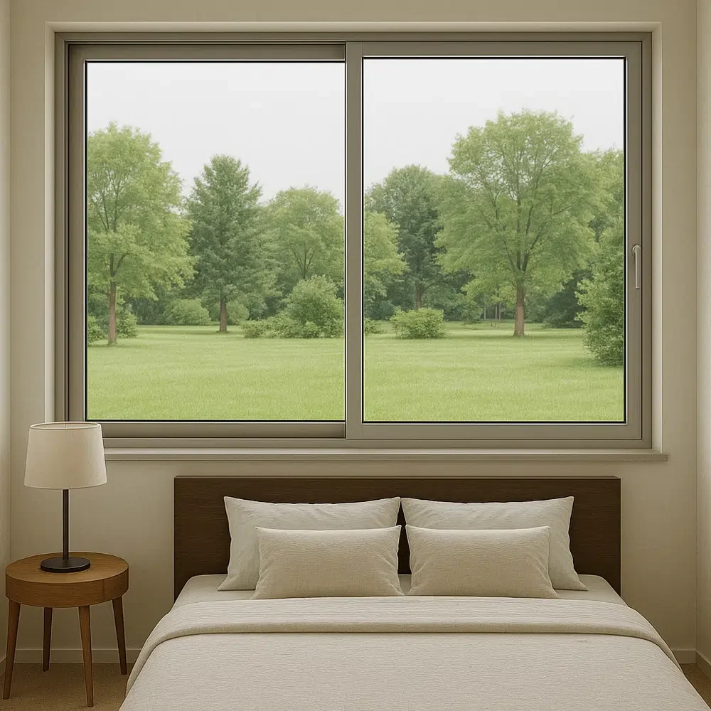 Bedroom and Bathroom Large Size Soundproof Glass Window Energy Saving Manual Sliding Window All Weather Save Space Awning Window