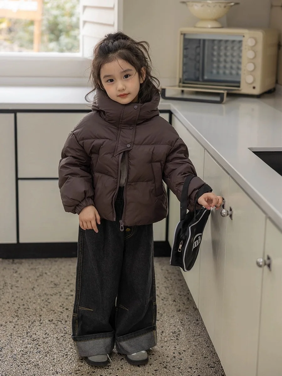 Fashion Baby Girl Boy Long Hooded Jacket Cotton Padded Teens Child Winter Coat Warm Solid Color Outwear Baby Clothes 3-14Y 5