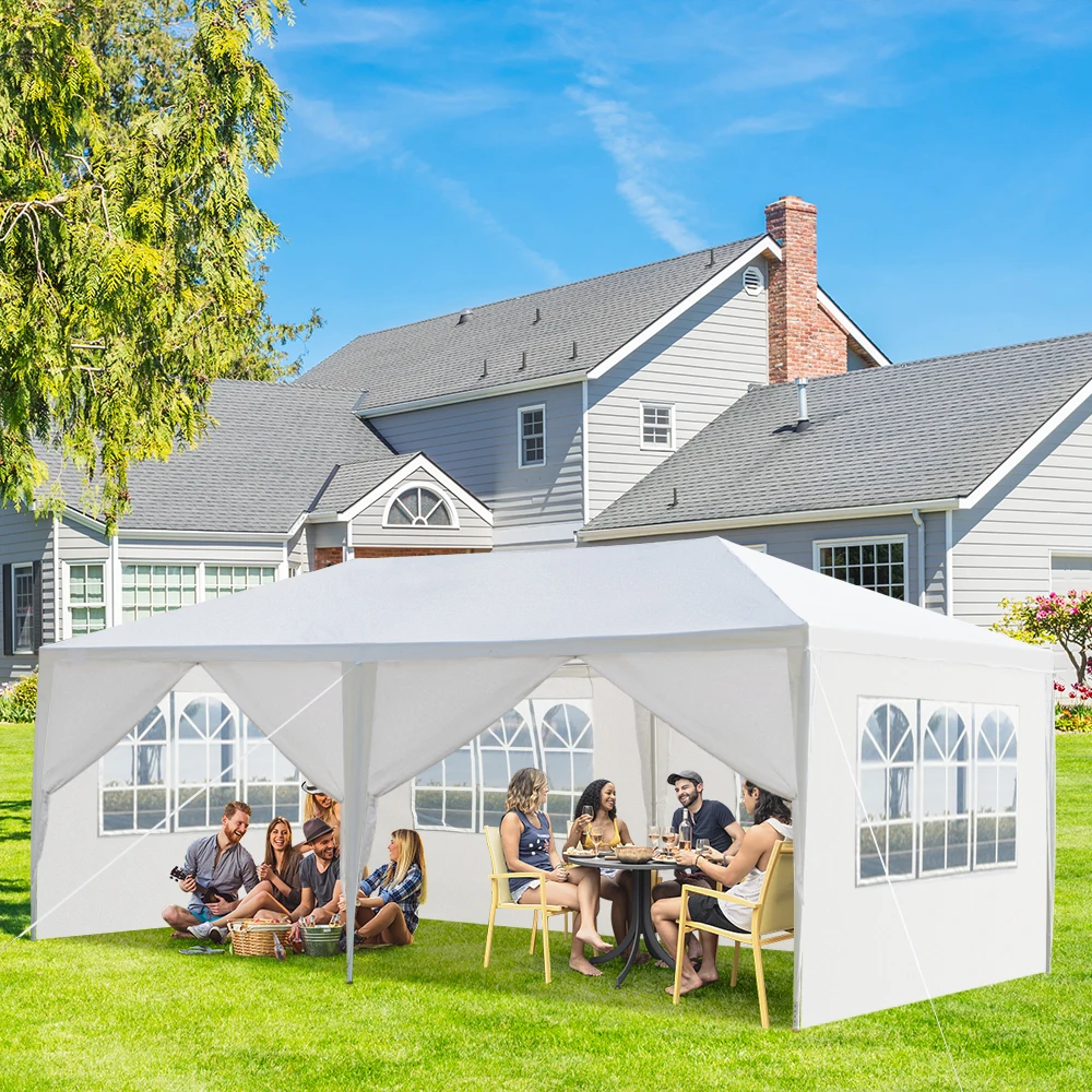 10'x20' White Outdoor Party Tent with 6 Removable Sidewalls Waterproof Canopy Patio Wedding Gazebo