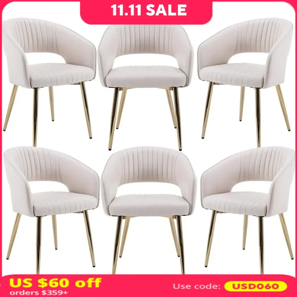 

Dining Chairs Set of 6, Chairs with Hollow Back, Upholstered Accent Kitchen Chairs for Living Room, Accent Chair