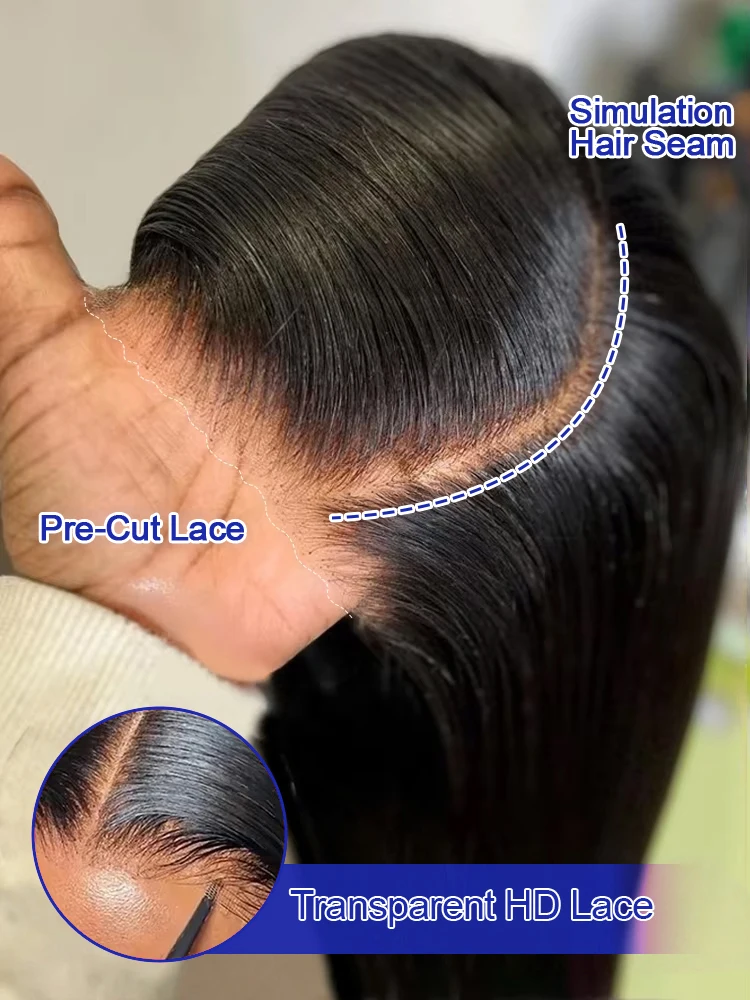 

Bone Straight 13x6 HD Transparent Human Hair Lace Front Wigs 40 Inch Vietnamese Raw 13x4 Lace Frontal Wigs For Women 300 Density