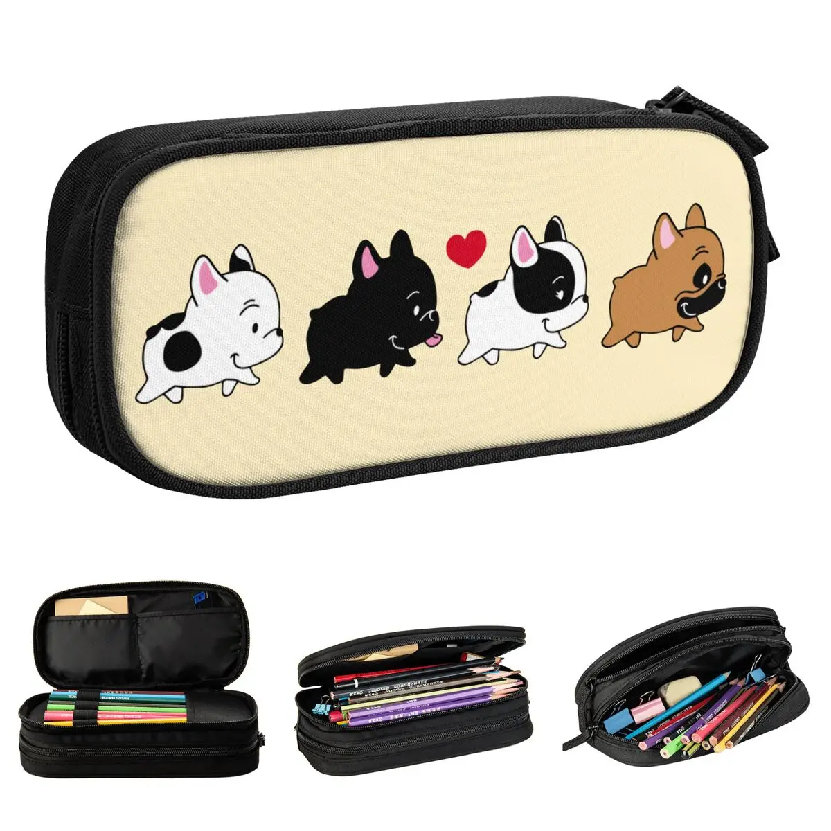 Creative Frenchie Family French Bulldog Dog Lover Pencil Cases Pencilcases Pen for Student  Bag School Supplies Gift Stationery