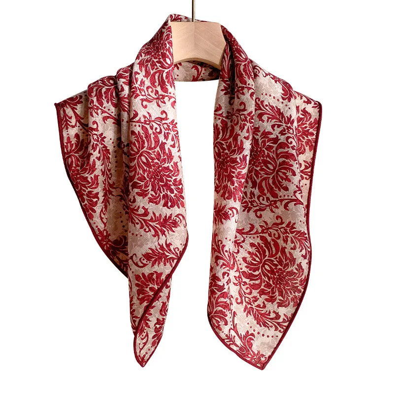 ขนสัตว์ 70% 30% ผ้าพันคอผ้าไหมแท้สําหรับผู้หญิงผ้าคลุมไหล่ Foulard ผ้าพันคอ Pashmina หญิง Hijab ผ้าพันคอ bufanda Kerchief schals 65 ซม.