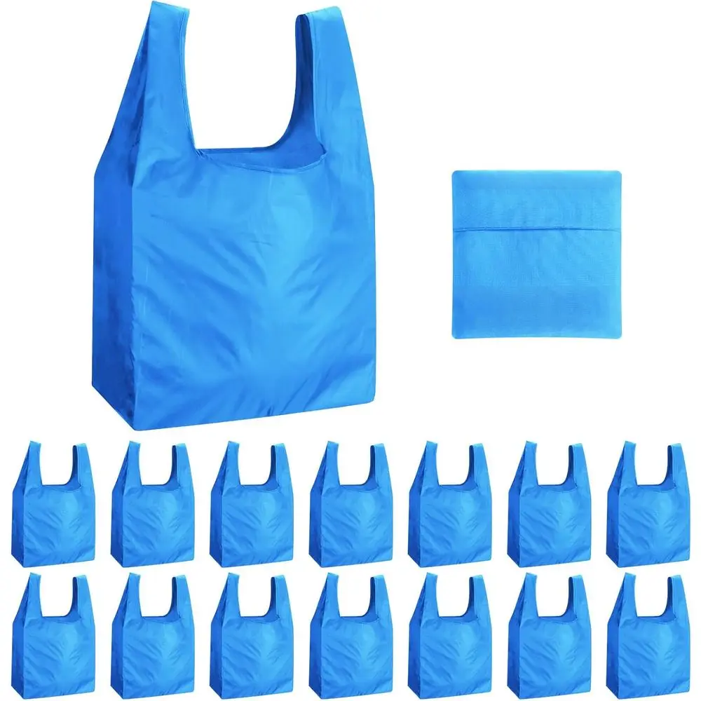 

Reusable 50-Pack Foldable Grocery Bags - Portable Polyester Shopping Bags with Handles in Sky Blue